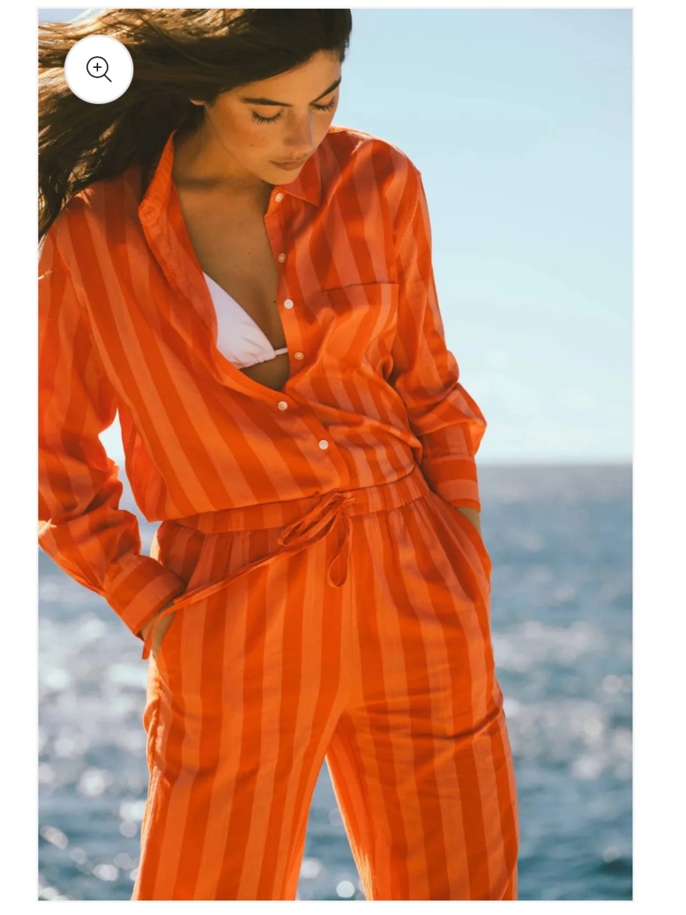 Trovata Birds‎ Of Paradis Blake Oversized Red Striped Cotton Shirt